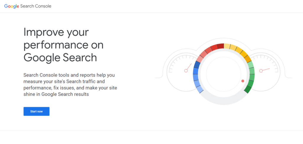 Google Search Console starting page