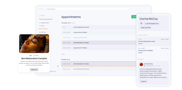 Image showing features of Inita Appointments