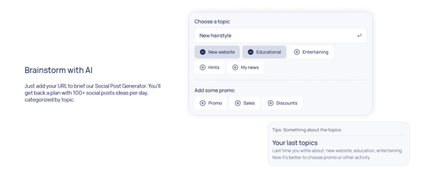 Image showing features of Inita Social Post Generator