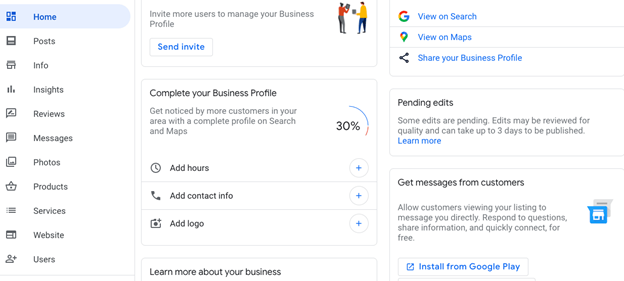 Image showing the Google Business Manager interface